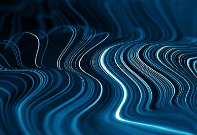 Blue neon lines making waves