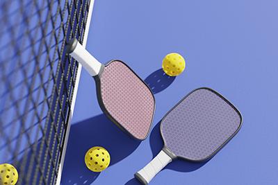 pickleball racket and balls
