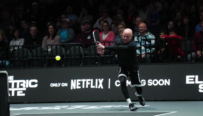 Andre Agassi playing pickle ball